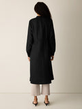 Organic Linen Band Mandarin Collar Shirtdress