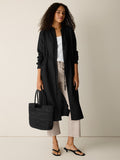 Organic Linen Band Mandarin Collar Shirtdress