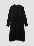 Organic Linen Band Mandarin Collar Shirtdress