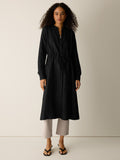 Organic Linen Band Mandarin Collar Shirtdress