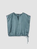 Lightweight Satin Shimmer Split Neck Square Top
