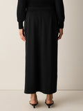 Stretch Jersey Knit Full Length Straight Skirt w/ Slit