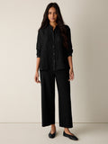 Washable Stretch Crepe Wide Ankle Pant