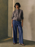 Lightweight Organic Cotton High-Waisted F/L Wide Trouser