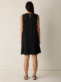 Crushed Silk Round Neck A-Line Dress
