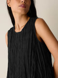 Crushed Silk Round Neck A-Line Dress