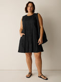 Crushed Silk Round Neck A-Line Dress