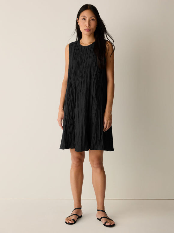 Eileen Fisher - Women's Crushed Silk Round Neck Dress - Black Eileen Fisher - Women's Crushed Silk Round Neck Dress - Black