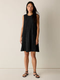Crushed Silk Round Neck A-Line Dress