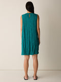 Crushed Silk Round Neck A-Line Dress