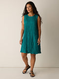 Crushed Silk Round Neck A-Line Dress