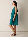 Crushed Silk Round Neck A-Line Dress