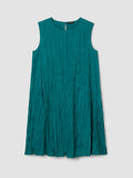 Crushed Silk Round Neck A-Line Dress