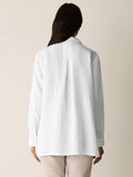Organic Cotton Ripple Classic Collar Split Neck Top