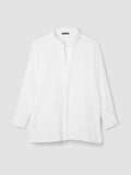 Organic Cotton Ripple Classic Collar Split Neck Top