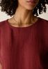 Puckered Organic Linen Stripe Top