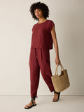 Puckered Organic Linen Stripe Top