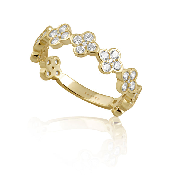 Dainty CZ Gracie Clover Ring