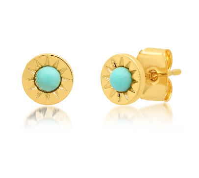 Gold studs with Turquoise Stone Accent