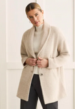 Textured Knit Shawl Collar Coat