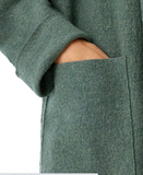 Lightweight Boiled Wool High Collar Coat in Regenerative Wool