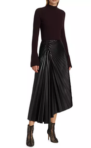 Tracy Pleated Vegan Leather Skirt