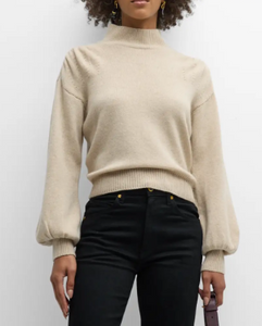 Farah Cashmere Bishop-Sleeve Turtleneck Sweater