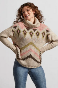 Print Turtle Neck Sweater