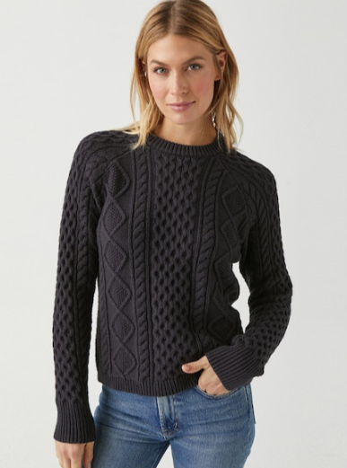 Adina Cable Knit Crew Neck Sweater