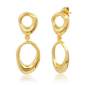 Organic Shaped Gold Dangle Earring