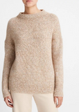 Tweed-Effect Wool-Blend Funnel Neck Sweater