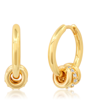 Hoop with Gold and CZ Rondelles