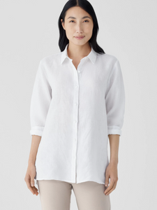 Organic Handkerchief Linen Classic Collar Easy Shirt