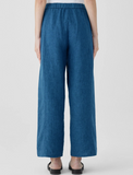 Washed Organic Linen Delave Wide Ankle Pant