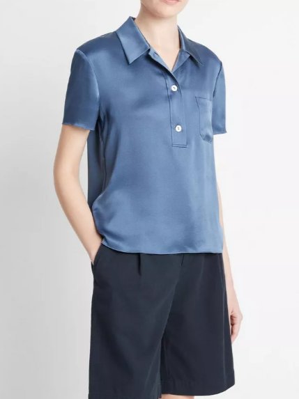 Silk Short-Sleeve Polo Shirt