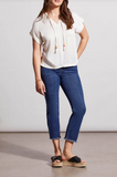 Pleated Blouse with Beaded Tassels