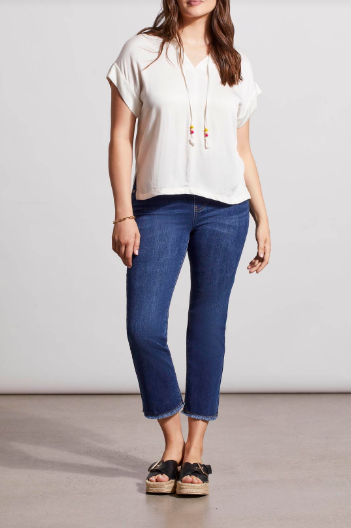 Pleated Blouse with Beaded Tassels