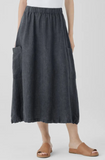 Washed Organic Linen Delave Cargo Skirt
