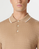 Cable Stitch Short Sleeve Polo Sweater