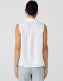 Organic Handkerchief Linen Classic Collar Sleeveless Shirt