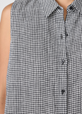 Puckered Organic Linen Classic Collar Sleeveless Shirt