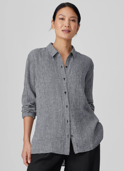 Puckered Organic Linen Classic Collar Easy Shirt
