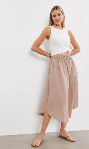 Nemy Woven Linen Drawstring Skirt