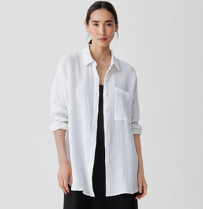 Organic Cotton Loft Gauze Classic Collar Long Shirt