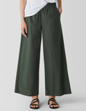 Washed Organic Cotton Poplin Wide Ankle Pant