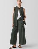 Washed Organic Cotton Poplin Wide Ankle Pant