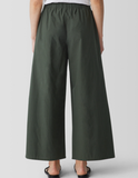 Washed Organic Cotton Poplin Wide Ankle Pant