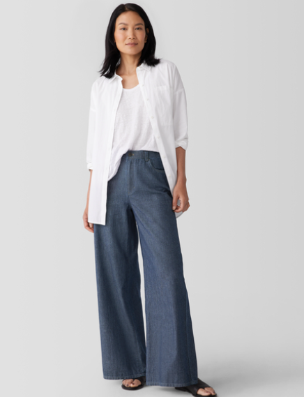 Airy Organic Cotton Twill Wide Full Length Jean