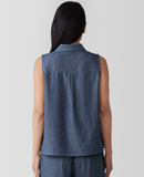 Airy Organic Cotton Twill Classic Collar Sleeveless Shirt