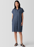 Airy Organic Cotton Twill Classic Collar Shirt Dress